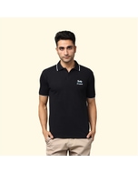 Greys&Blues Pima Collar T-Shirt- Black with White